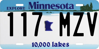 MN license plate 117MZV