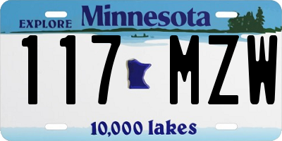 MN license plate 117MZW