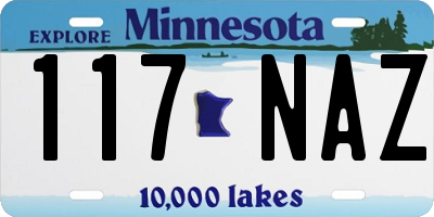 MN license plate 117NAZ