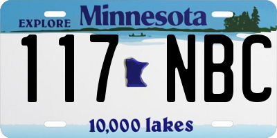 MN license plate 117NBC
