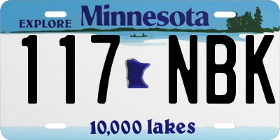MN license plate 117NBK
