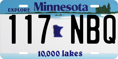 MN license plate 117NBQ