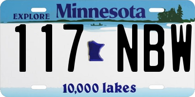 MN license plate 117NBW