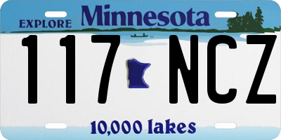MN license plate 117NCZ