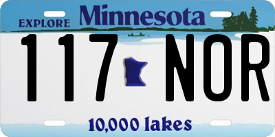 MN license plate 117NOR
