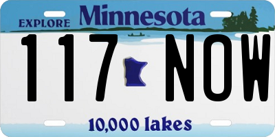 MN license plate 117NOW