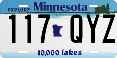 MN license plate 117QYZ