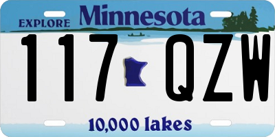 MN license plate 117QZW