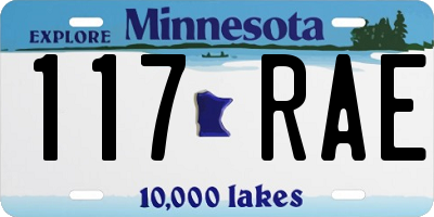 MN license plate 117RAE