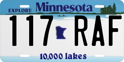 MN license plate 117RAF