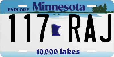 MN license plate 117RAJ