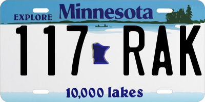 MN license plate 117RAK