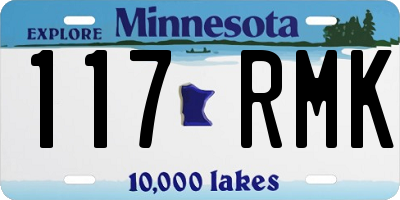 MN license plate 117RMK