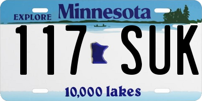MN license plate 117SUK