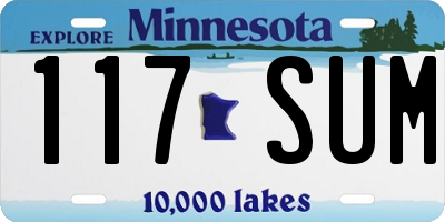MN license plate 117SUM