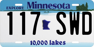 MN license plate 117SWD