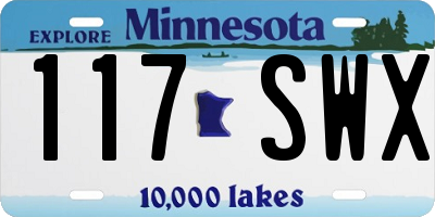 MN license plate 117SWX