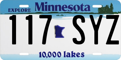 MN license plate 117SYZ