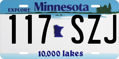 MN license plate 117SZJ