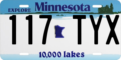 MN license plate 117TYX