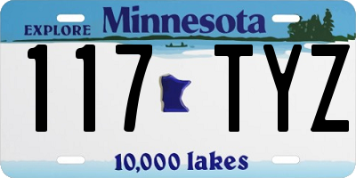 MN license plate 117TYZ