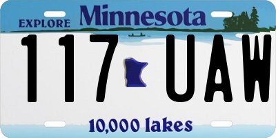 MN license plate 117UAW