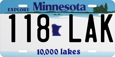 MN license plate 118LAK