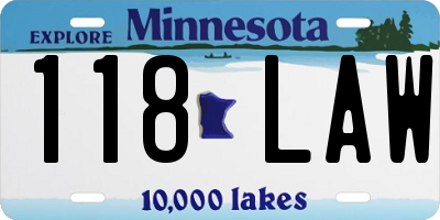 MN license plate 118LAW