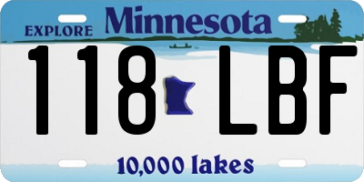 MN license plate 118LBF