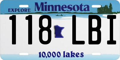 MN license plate 118LBI