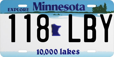 MN license plate 118LBY