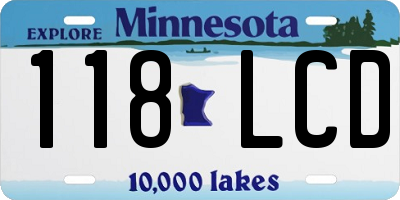 MN license plate 118LCD