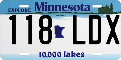 MN license plate 118LDX