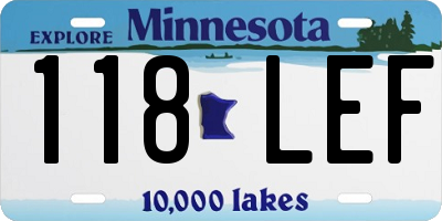 MN license plate 118LEF