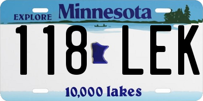 MN license plate 118LEK