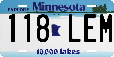 MN license plate 118LEM
