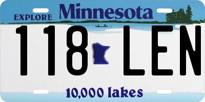 MN license plate 118LEN