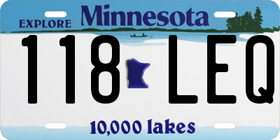 MN license plate 118LEQ
