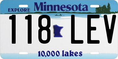 MN license plate 118LEV