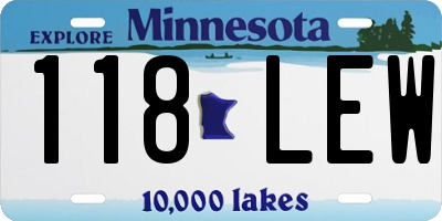 MN license plate 118LEW