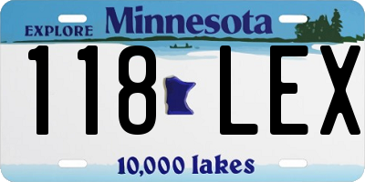 MN license plate 118LEX