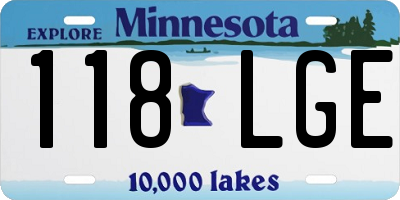 MN license plate 118LGE