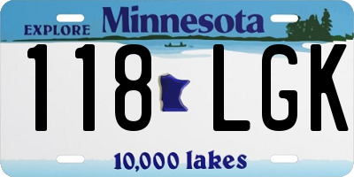 MN license plate 118LGK