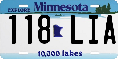 MN license plate 118LIA