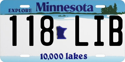 MN license plate 118LIB