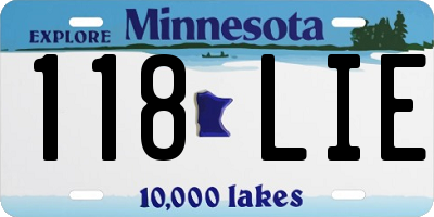 MN license plate 118LIE