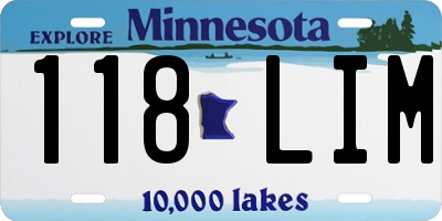 MN license plate 118LIM