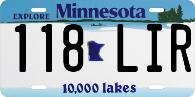 MN license plate 118LIR