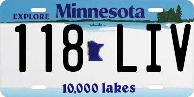 MN license plate 118LIV