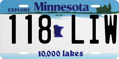MN license plate 118LIW